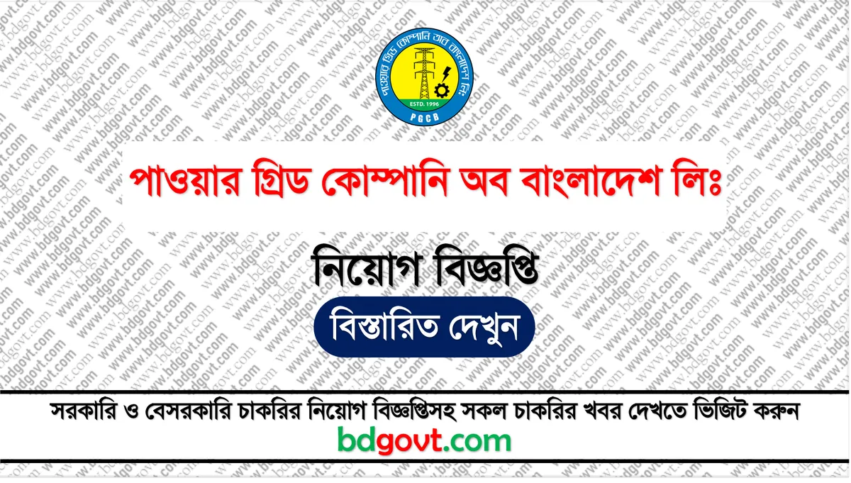 পাওয়ার গ্রিড কোম্পানি অব বাংলাদেশ নিয়োগ বিজ্ঞপ্তি ২০২৪ - Power Grid Company of Bangladesh Limited PGCB Job Circular 2024